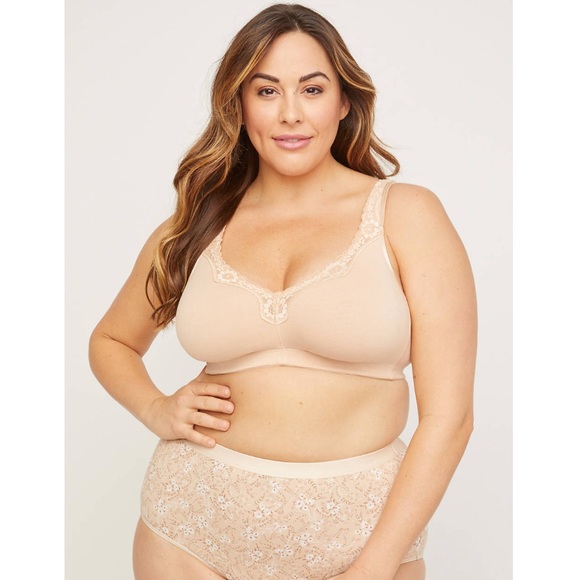 Catherines Other - New Plus Size No Wire Cotton Comfort Lace Bra Nude